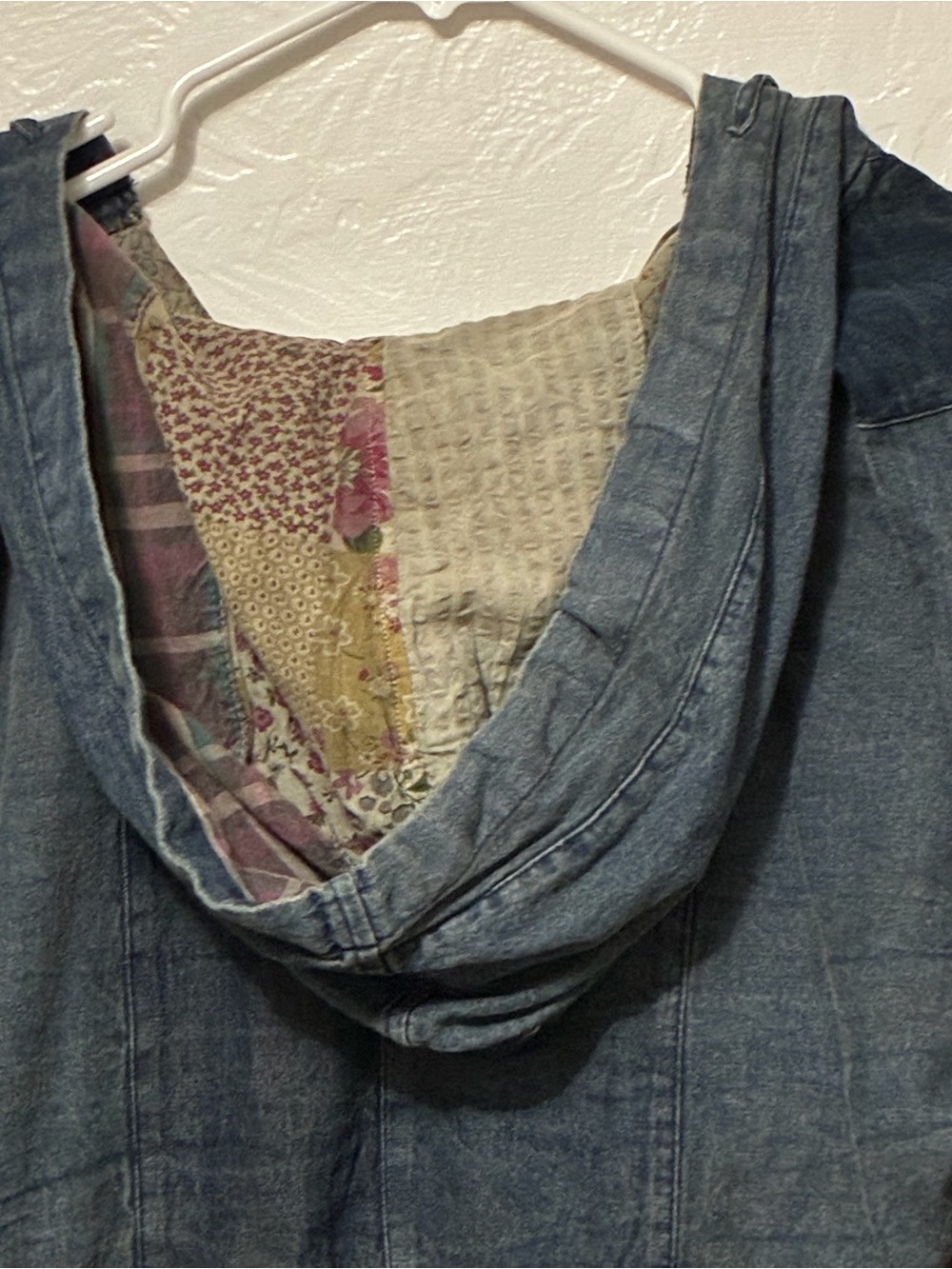 NWT Young Threads Mixed Media Patchwork Denim Hoodie top - Picture 12 of 15